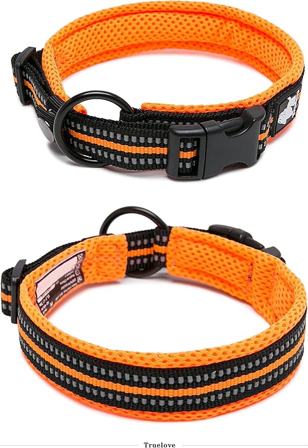 TRUE LOVE Dog Collar Reflective Premium Duraflex Buckle,High Grade Nylon Webbing No Choke Basic Collars TLC5011(Orange,2XL)