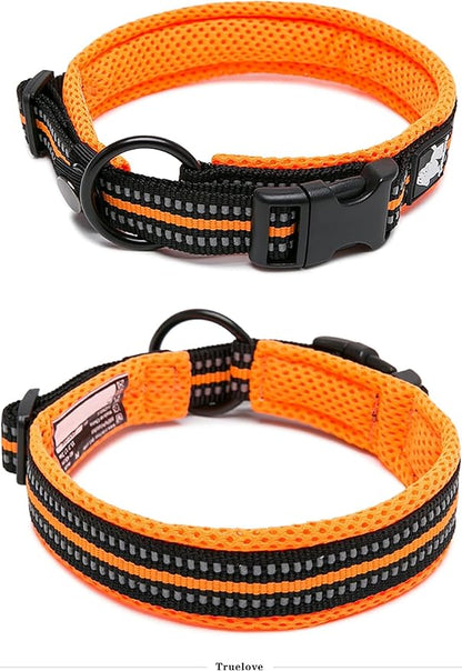 Truelove Dog Collar Reflective Premium Duraflex Buckle,High Grade Nylon Webbing No Choke Basic Collars TLC5011(Orange,3XL)