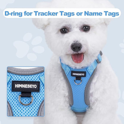 Small Dog Harness and Leash Set, No Pull Adjustable Pet Harness for Small Dogs, Breathable Mesh Rflective Dog Vest Harness (Light Blue, M)