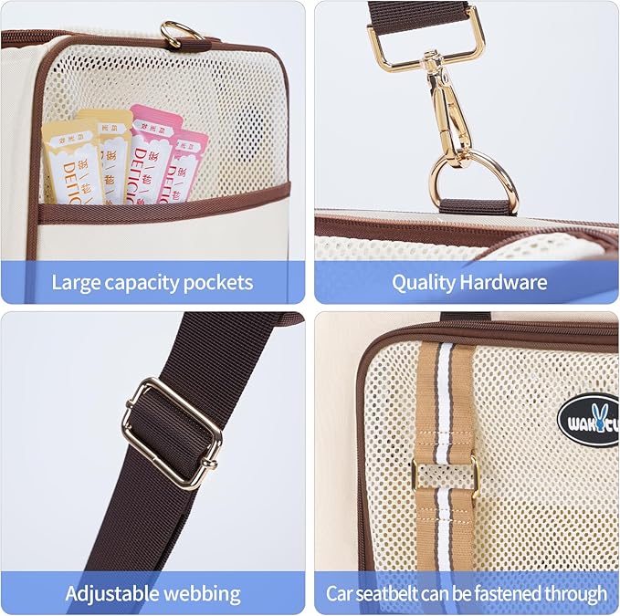 Wakytu Expandable Pet Carrier for Cats & Dogs, Airline Approved Cat Carrier, Large Travel Bag with with Extra Large Foldable mat