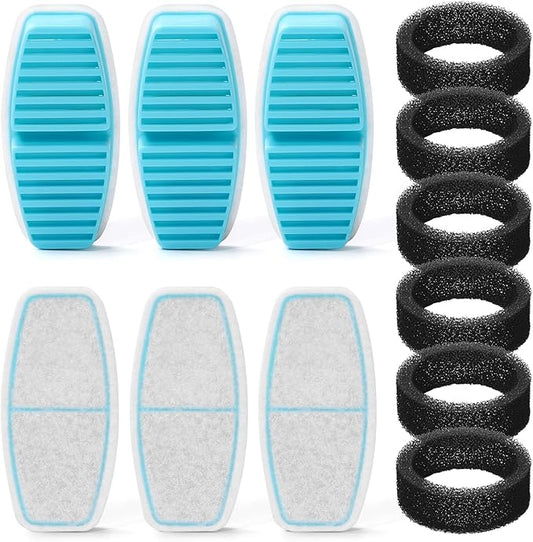 FOFNON Dog Water Fountain Filter: 12 Pet Water Fountain Filters - Including 6 Pieces of Filters + 6 Pieces Sponges - Suitable for FOFNON Wired Dog/Cat Fountain
