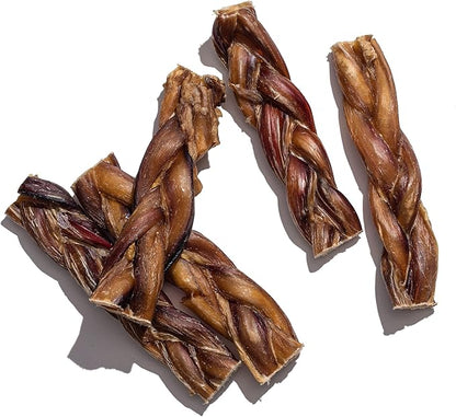 Jack&Pup 6" Braided Bully Sticks (5 Pack) Long Lasting Thick Bully Sticks for Medium to Large Dogs and Aggressive Chewers, Single Ingredient Dog Chews