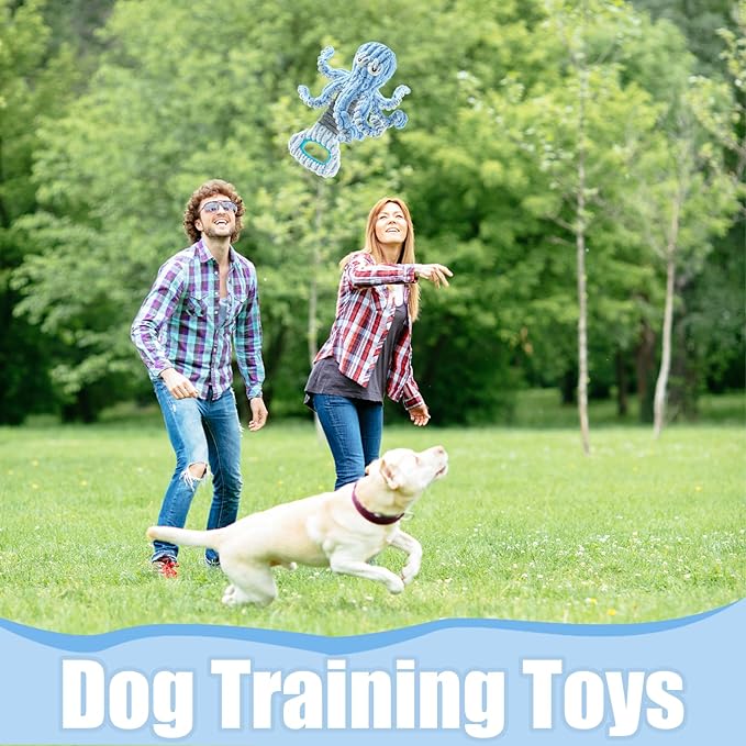 Squeaky Dog Toys, Octopus Dog Toy Interactive Tug of War Puppy Toy to Keep Them Busy(Blue)