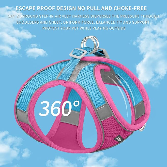 AIITLE Escape Proof Dog Harness - Step in Adjustable Dog Harness No Choke Over with Breathable Mesh and Quick-Release Buckle for All Weather- Outdoor Walking, Training for Medium Dogs Hot Pink XL