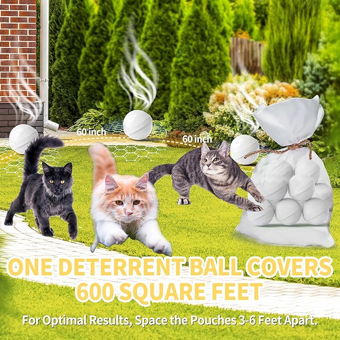 Ponal Cat Deterrent Outdoor, Natural Cat Repellent Ball Outdoor Indoor Keep Cats Out of Yard Lawn Garden Prevent Scratch and Chew, 10 Pack