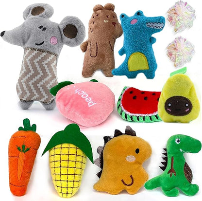 AZOFFYIU Cat Toys, Interactive Cat Toy for Indoor Cats, Soft and Durable Crinkle Sound Catnip Toys, Catnip Filled Mouse Cat Teething Chew Toy (Pack of 12) (002, Large)