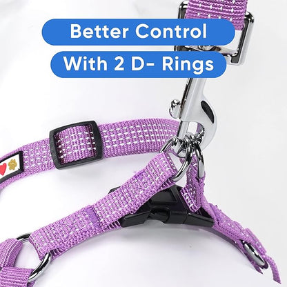 Pawtitas Reflective Step-in Dog Harness – Adjustable No-Pull Vest for Puppies to Seniors, Safe & Comfortable, S Orchid