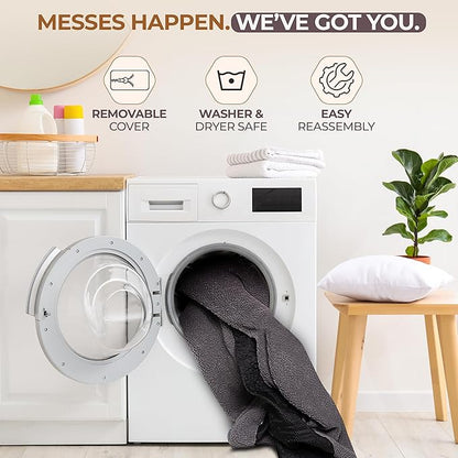 2 in 1 Human Dog Bed for Adult Foldable – Waterproof, Orthopedic Foam, Machine Washable Sherpa Cover, Non-Slip Base – Human Size Dog Bed (Dolphin Gray, 72x44x11)