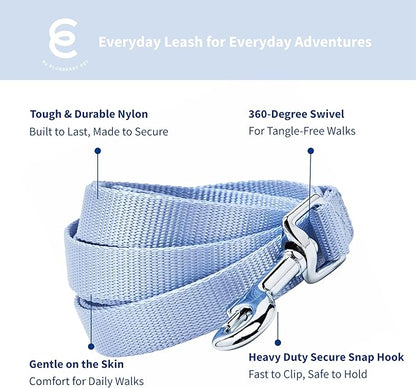 Blueberry Pet Essentials Chambray Blue Dog Leash for Small -5' * 5/8" Dogs | Heavy Duty Nylon Lead | Lightweight Puppy & Cat Leash for Walking & Training