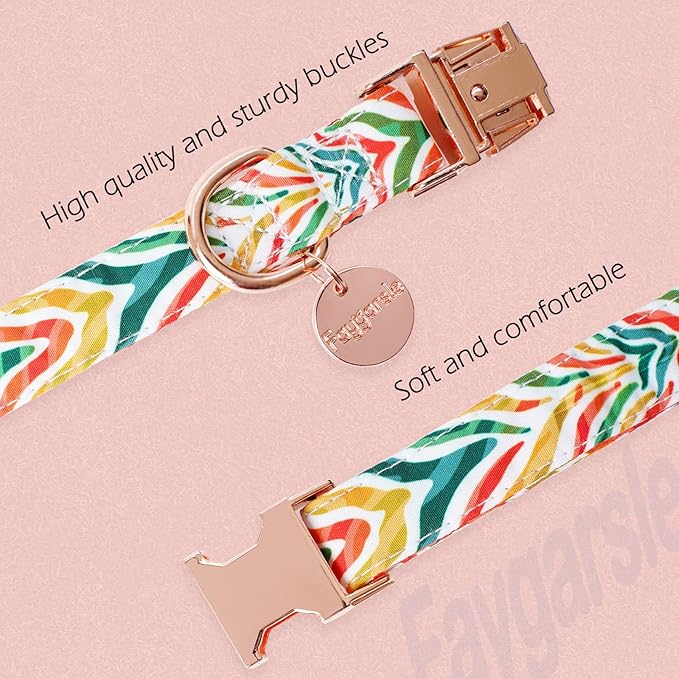 Faygarsle Multicolor Pattern Dog Collar for Small Medium Large Dogs Cute Puppy Collars for Female Dogs for Summer Spring Wedding Necklace Girl Dog Collar S