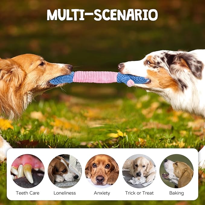 Dog Squeaky Toys, Sheep Crinkle Plush Stuffing Dog Toys for Puppy Teething，Tug of War Dogs Toy to Keep Them Busy for Small, Medium and Large Dogs (Blue)