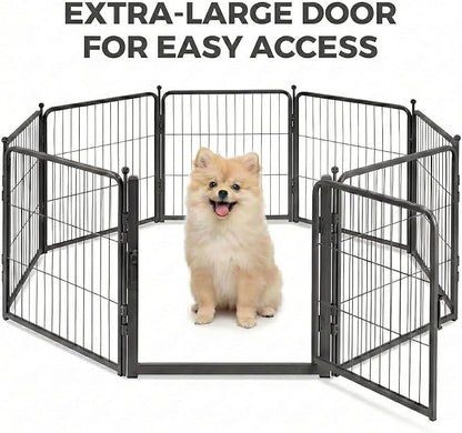 FreePet Dog Playpen for Indoor, Yard, RV Camping, 24 inch 8 Panels for Small and Puppy Dogs, Black│Patented (Black, 24 inch, 8 Panels)