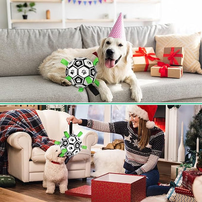 CHUKCHI Dog Toys Soccer Ball with Straps, Interactive Dog Toys for Tug of War,Puppy Birthday Gifts,Dog Water Toy,Pet Tug Toy,Durable Pet Balls for Small Medium & Large Dog（8 inch）