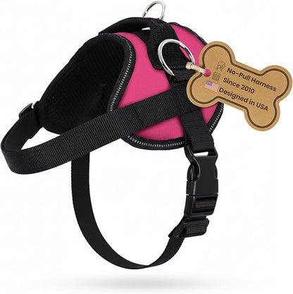 Bark Appeal Pink No-Pull Dog Harness for XS to Small Sized Pets – Adjustable, Reflective Vest with 3 Leash Clips for Added Control, Easy Walks & Training – Small