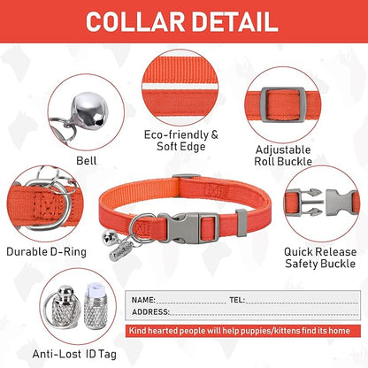 GAMUDA Small Pet Harness Collar and Leash Set, Step in No Chock No Pull Linen Fabric Soft Mesh Dog Vest Harnesses Reflective for Dogs Puppy Cats Kitten Rabbit (Orange, XXS)