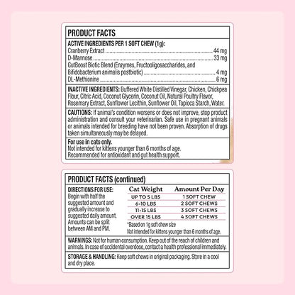 New! WellJoy Cat Supplement Urinary+ GutBoost | Cat Health Supplement | Supports Urinary Tract Health | Dual-Benefit GutBoost Formulation | Vet Formulated | USA Made | Chicken Flavor | 90 Soft Chews