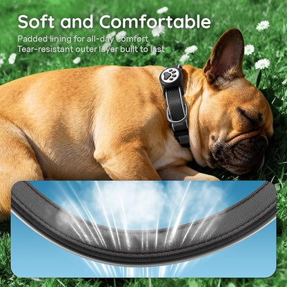 Airtag Dog Collar, IPX8 Waterproof Air Tag Dog Collar Holder | Reflective Ultra-Durable | Soft Padded | Safety Locking Buckle | Fit Miedium Dogs (Purple M(12.6"-19.6"))