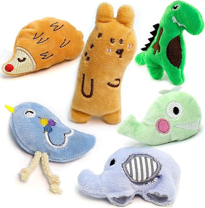AZOFFYIU Cat Toys, Interactive Cats Toy for Indoor Cats, Soft and Durable Crinkle Sound Catnip Toys, Catnip Filled Mouse Cat Teething Chew Toy (Pack of 6)