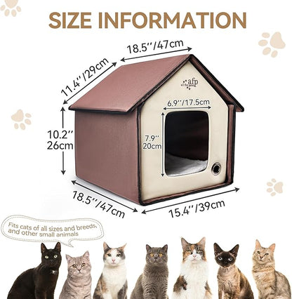 ALL FOR PAWS Heated Cat House, Indoor/Outdoor Cats Home for Winter with Heated Pad,Cat Houses & Condos, Feral Kitty Shelter, Thermo Kitty Home