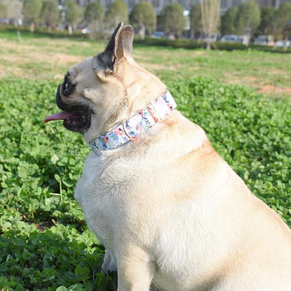 Metal Buckle Dog Collar, Durable Adjustable Dog Collar Soft for Small Medium Large Dogs (L(15-23in), Flower2)