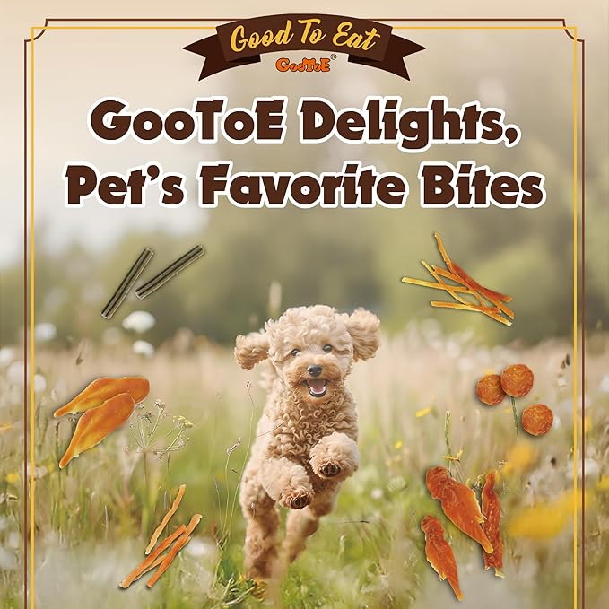 Gootoe Dog Treats, Chicken Jerky for Dogs - Dog Training Treats; High-Protein, Gluten-Free, Hypoallergenic, Grain-Free, Chicken Fillets, 1 lb