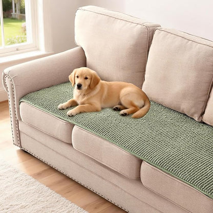 H.VERSAILTEX Plush Chenille Couch Cover for 3 Cushion Couch Anti Slip Washable Sofa Slipcovers Soft and Durable Furniture Protector for Dogs Cats Kids (27.5" x 71", Sage)