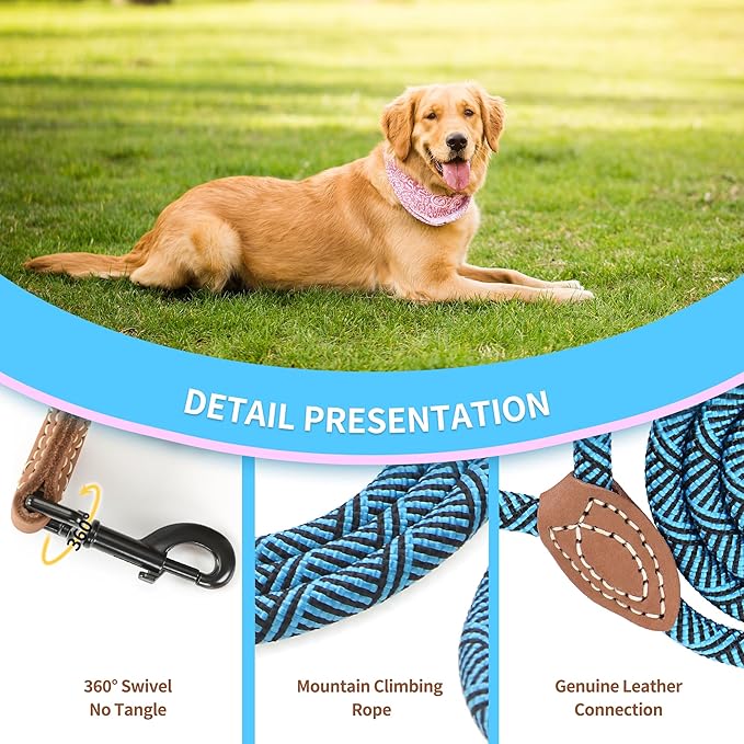 Mile High Life Short Leash for Large Dogs, Short Dog Rope Leash with Heavy Duty Metal Sturdy Clasp, Genuine Leather Tailored Connection(Green, 18 Inch)