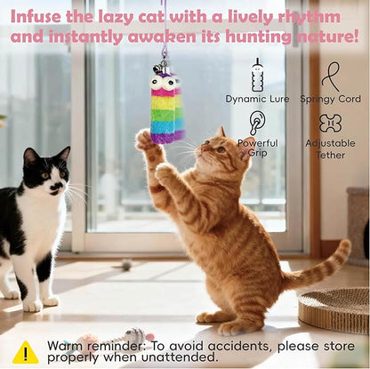 CUUOOT 7-in-1 Kitten Toys for Indoor Cats with Washable Adhesive Suction Cup, Hanging Interactive Cat Toys, Silvervine Stick and Sisal Chew Rope Catnip Teething Toy for Bored Kitten (Pink)
