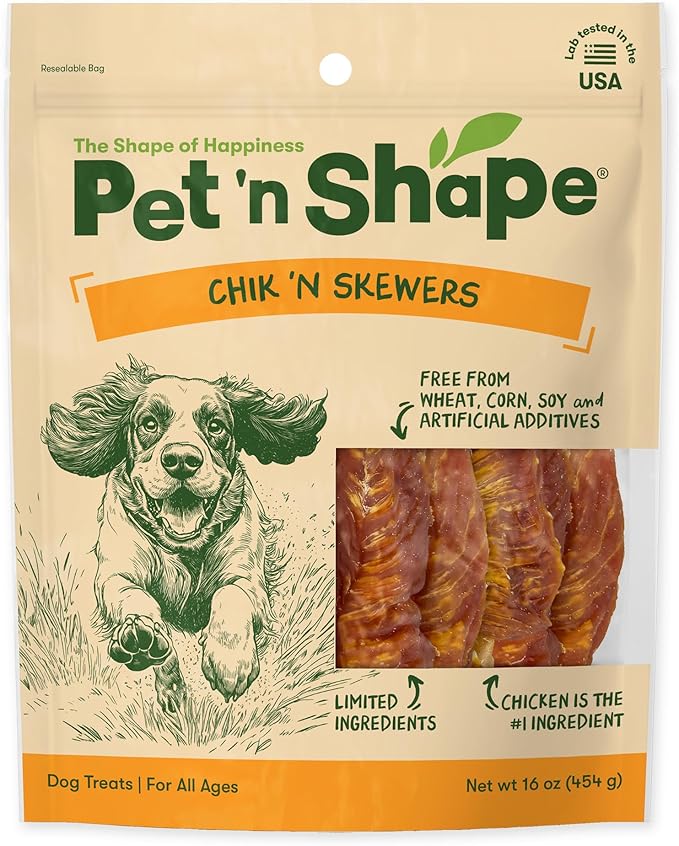 Pet 'n Shape Chik 'n Skewers - Chicken Wrapped Rawhide Chew Dog Treats - 1 Pound