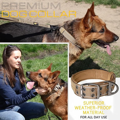 ADITYNA Heavy Duty Dog Collar for Large Dogs - Reflective Collar with Handle for Training, and Walking - Wide, Thick, Tactical, Soft Neoprene Padded