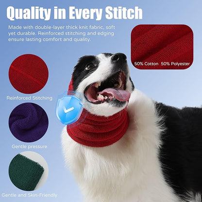 3 Pack Bundle (S, M, L) Dog & Cat Calming Band Cat Anxiety Relief Cover,Double Layer Thickened Elastic Neck Band Ear Muffs for Anxiety Relief/Noise Protection,Grooming,Thunder,Fireworks