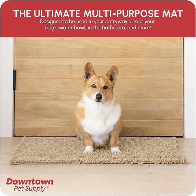 My Doggy Place Dog Mud Mat, 31" x 20" Oatmeal – Thick Microfiber Entry Rug for Snow, Mud & Salt – Absorbent, Quick-Dry, Washer-Safe & Non-Slip, Medium