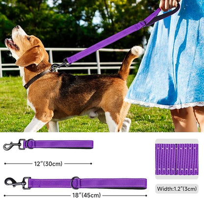 Dog Leash, Short Dog Leash, Leashes for Large Breed Dogs,Traffic Padded Handle- Reflective Training Lead, Perfect for Medium to Large Dogs(24 Inch, Purple)