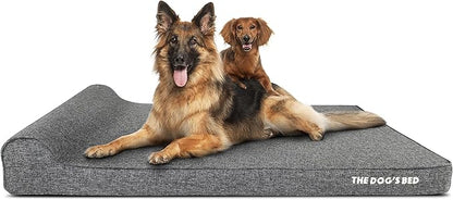The Dog’s Bed Orthopedic Headrest Dog Bed XXL Grey Linen, Memory Foam, Pain Relief for Arthritis, Hip & Elbow Dysplasia, Post Surgery, Lameness, Waterproof Washable Cover, Veterinary Approved