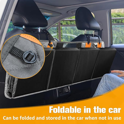 PETICON Back Seat Extender for Dogs, Hard Bottom Dog Car Seat Cover - Supports 400lbs, Rear Seat Pet Cover with Mesh Window, Waterproof Dog Hammock for Car SUV and Trucks