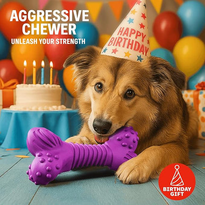 Doudele Dog Toys for Aggressive Chewers, Dog Toys for Medium Large Dogs, Natural Rubber Dog Chew Toys with Beef Flavor, Indestructible Chew Toys for Aggressive Chewers (Purple)