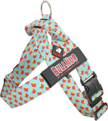 BULLHUG Adjustable Dog Harness– No Pull, No Choke – for English Bulldogs, French Bulldogs, Pugs & Broad-Chested Breeds – Easy, Safe Walks (Fries, Large)