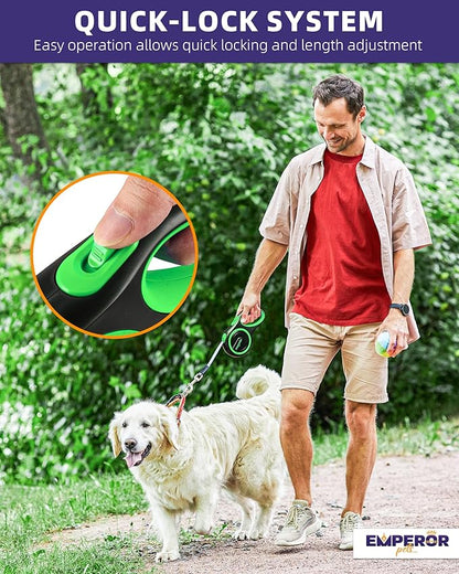 Emperor Pets 26 ft Retractable Dog Leash Large Dogs - Up to 110lbs, Heavy Duty Leash Retractable 26 ft, Dog Leashes for Large Breed Dogs -GN26