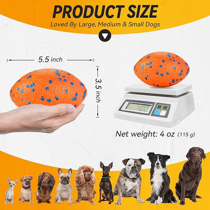5.5 Inches Balls for Dogs, Durable Dog Football Toys for Aggressive Chewers, Large Rugby Balls, Floating Dog Toys for Water Fetch for Medium and Large Breed, Orange