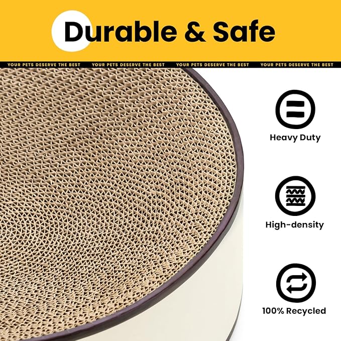 Conlun Oval Cat Scratcher Bed, 2-in-1 Cat Scratching Board, Natural Corrugated Cardboard Scratch Pad Lounge, Sealed Base Traps Debris,No Assembly Kitty Furniture,Stylish Colors Blends Any Home Decor