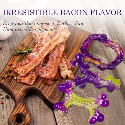 Frienhund 6-Pack Dog Toys for Aggressive Chewers: Dog Toy for Aggressive Chewer Large Breed, Dog Toy to Keep Them Busy, Dog, Bacon Flavor