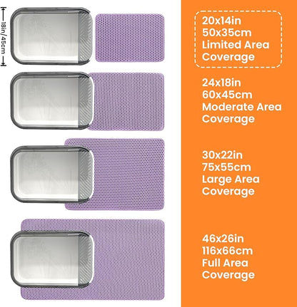 Petinstinct Small Cat Litter Mat, 20x14’’ Double Layer Honeycomb Cat Litter Box Mat, Non Slip Waterproof Urine Proof Litter Trapping Mat for Floor, Kitty Litter Pad, Indoor Pet Supplies, Purple