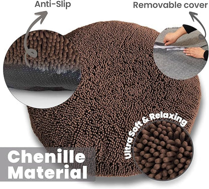 Muddy Mat®Cloud K-9 Bed for Dogs & Cats, Soft & Relaxing Donut Dog Bed, Chenille Material, Removable Cover, Washable & Dryer Safe–Brown Medium(35'x35')