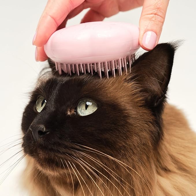 Pet Teezer by Tangle Teezer Cat Brush, De-Shedding Cat Hair Brush for a Gentle, Soothing Groom & Short to Medium Length Fur, Millennial Pink