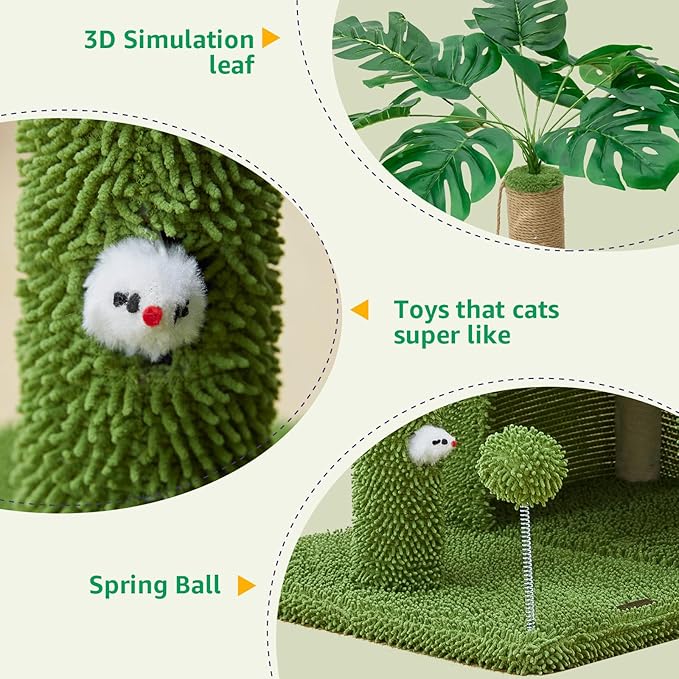 Woochpet Large Cat Tree for Indoor Cats, Multi-Functional Comfy Cat Bed - 48inch Tall Cat Tower with Scratching Post, Cozy Hammock for Kittens and Adults Cat, Cute Cando with Toy