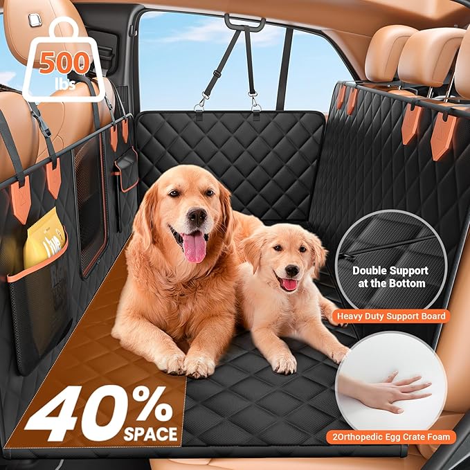 IJVAE Truck Back Seat Extender for Dogs Hard Bottom Holds 500lbs,Dog Car Seat Cover for Back Seat, Waterproof and Can be stored Dog Hammock for Car SUV