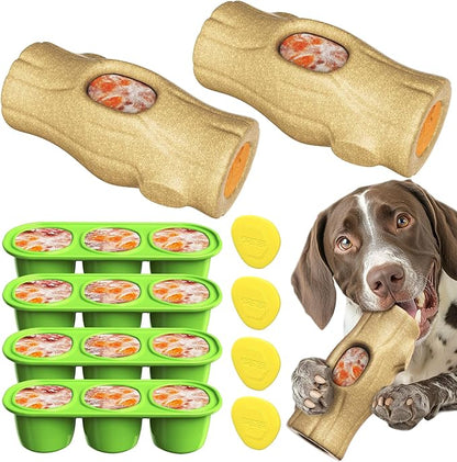 2-Pack Indestructible Chew Toys for Aggressive Chewers - Dog Toys to Keep Them Busy with Durable Nylon & Treat Dispenser to Relieve Boredom & Anxiety