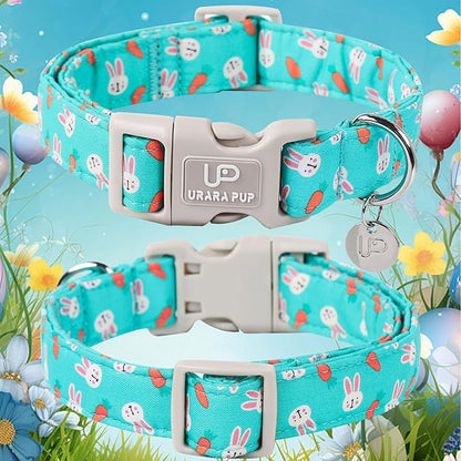 Easter Bunny Dog Collar, Cotton Easter Eggs Puppy Collar for Puppy Girl Boy Dogs, Lovely Easter Bunny Pet Collar with Durable Buckle, Easter Gift Dog Collar