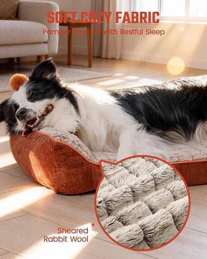 Pawccoli Orthopedic Dog Bed for Large Sized Dogs, Waterproof Supportive Egg Crate Foam Medium Dog Couch, Pet Bed with with Removable Bolsters, Washable Cover Non-Slip Bottom, (36''×26''×7.5'')