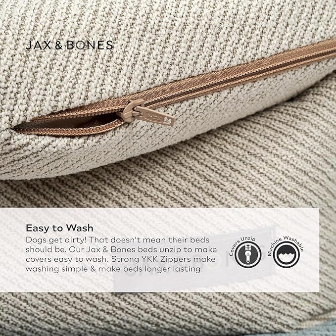 Jax & Bones Dog Bed Napper - Luna Grey Machine Washable Bed For Dogs - Extra Heavy Duty Bolstered Sides - Small Grey Dog Mat Beds | 24 x 21 Inches